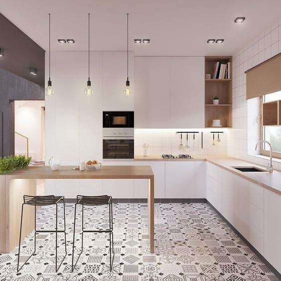 Todo lo que debes saber para diseñar tu cocina. 4 cocina luminosa suelo ceramicas cocinas kitchen white blanca moderna modern minimalista minimalist decoracion deco